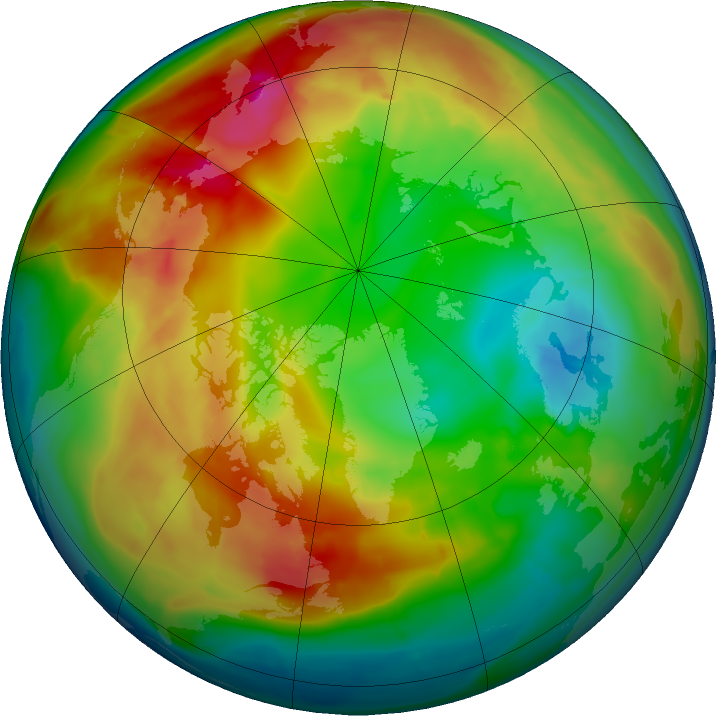 Arctic ozone map for 07 February 2016